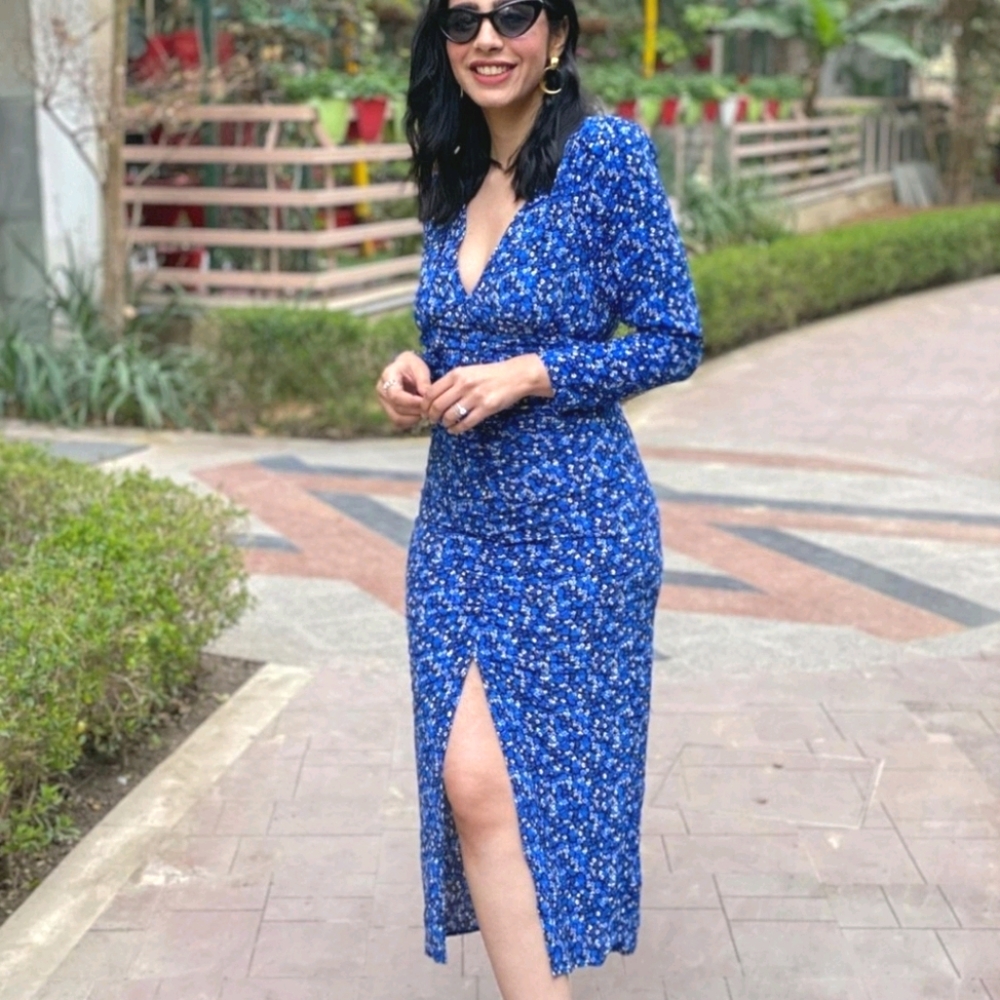 NWT ZARA | Blue Floral Printed Dress